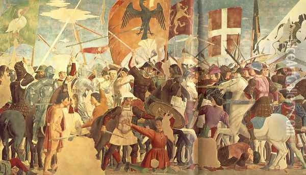 Battle between Heraclius and Chosroes (left view) c. 1460 Oil Painting - Piero della Francesca