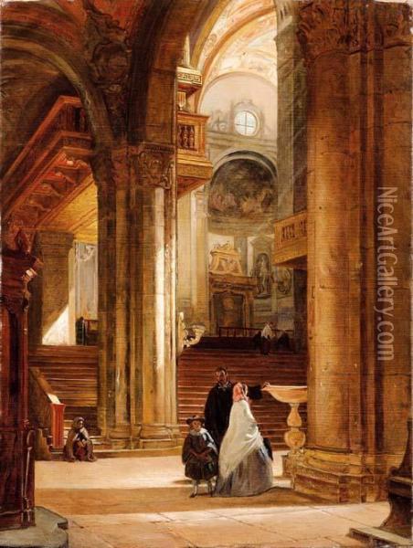 Interno Del Duomo Di Parma Oil Painting - Luigi Marchesi