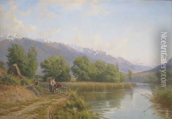 Sierre, Lac De Geronde Oil Painting - Charles Jones Way