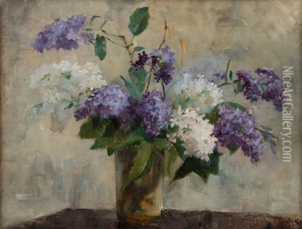 Lilacs In A Vase Oil Painting - Maria Wiik