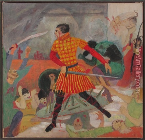 Der Kampf Gegen Die Mongolen Oil Painting - Gertrude Hozatko-Mediz