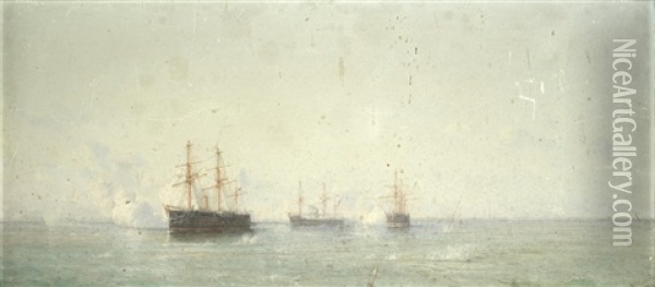 The Bombardment Of Alexandria On 11th July 1882 Oil Painting - Girolamo Gianni