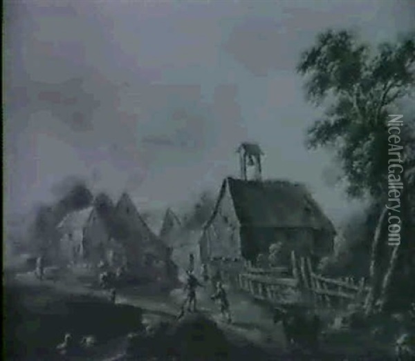 Landschaft Mit Bauerlichem Anwesen Oil Painting - Johann Hyeronimus Hirschmann