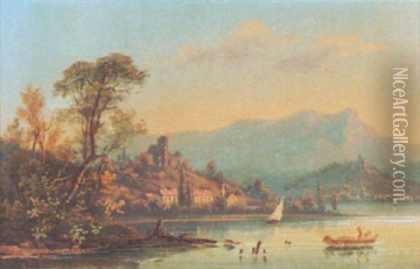Abendliche Donaulandschaft Bei Durnstein In Der Wachau Oil Painting - Franz Barbarini