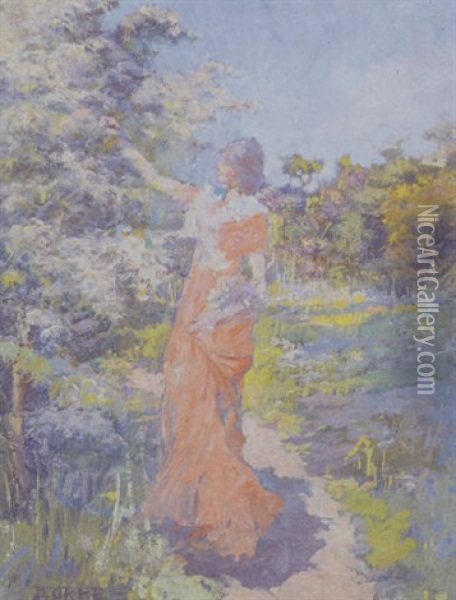 Picking Blossom Oil Painting - Elizabeth Adela Forbes