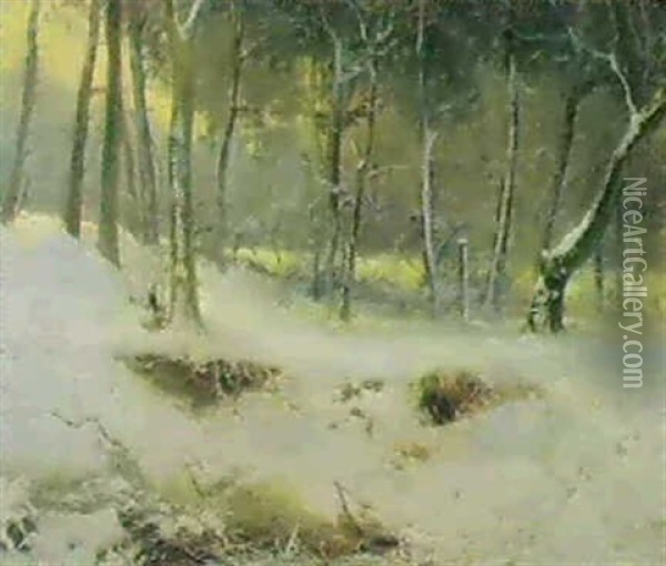 Winterlicher Wald Oil Painting - Christian (Johann Christian) Kroener