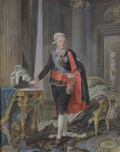King Gustav III of Sweden 1746-92 Oil Painting - Niclas II Lafrensen