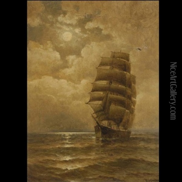Ship At Sea Oil Painting - William Alexander Coulter