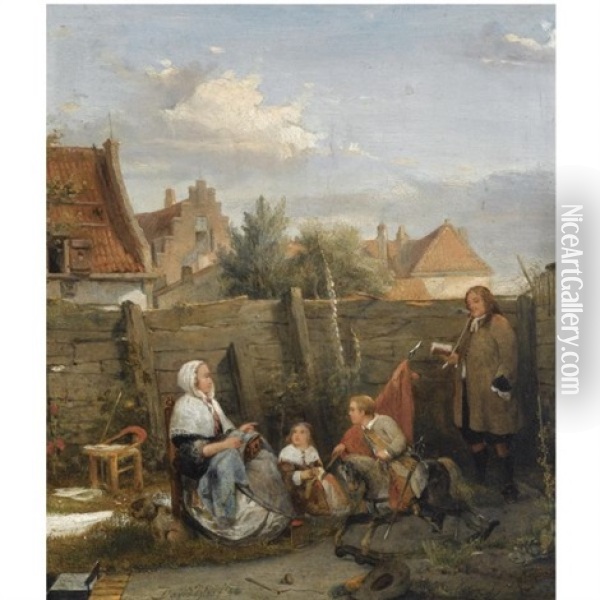 A Family Gathering On A Sunny Afternoon Oil Painting - David Joseph Bles