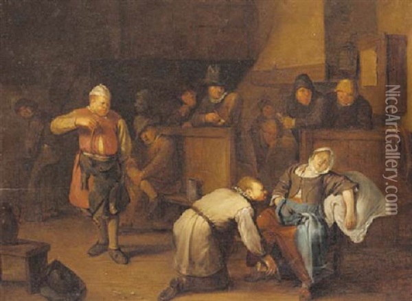 A Tavern Interior Oil Painting - Egbert van Heemskerck the Elder