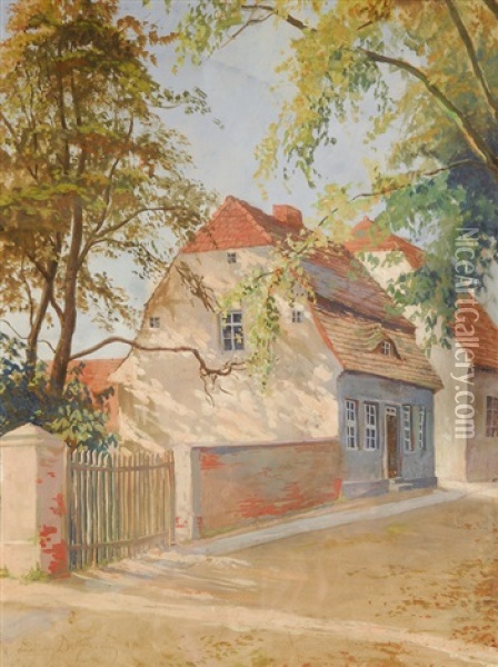 Houses In Leba Oil Painting - Ludwig Julius Christian Dettmann