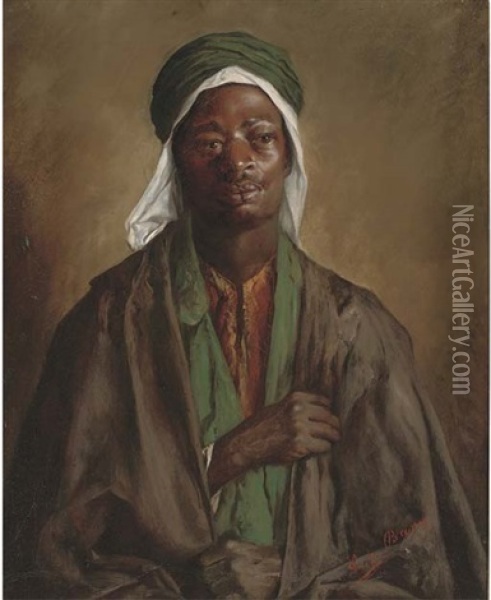 Portrait Of A Nubian Oil Painting - Leopold Bara