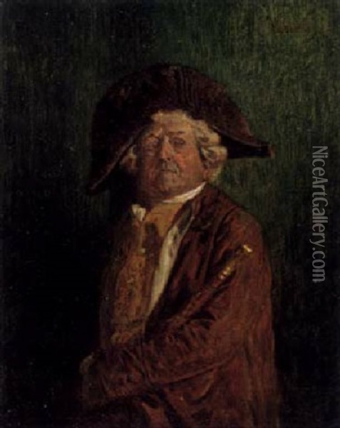 Ein Herr Mit Zweispitz Oil Painting - Wilhelm Loewith