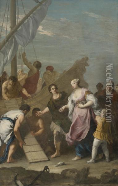 The Embarkation Of Helen Of Troy Oil Painting - Jacopo (Giacomo) Amigoni