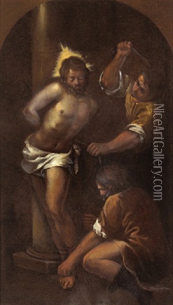 Cristo Alla Colonna Oil Painting - Jacopo Palma il Giovane