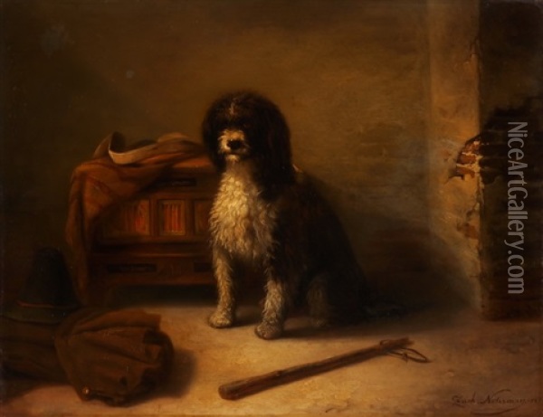 Wartender Hund Oil Painting - Zacharias Noterman