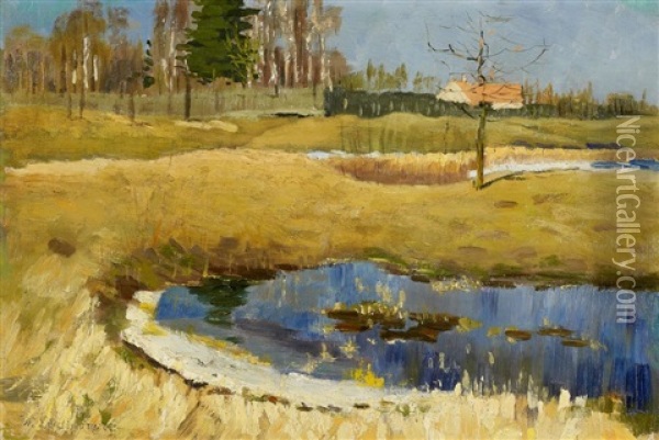 Dorflandschaft Mit Weiden Oil Painting - Walter Leistikow