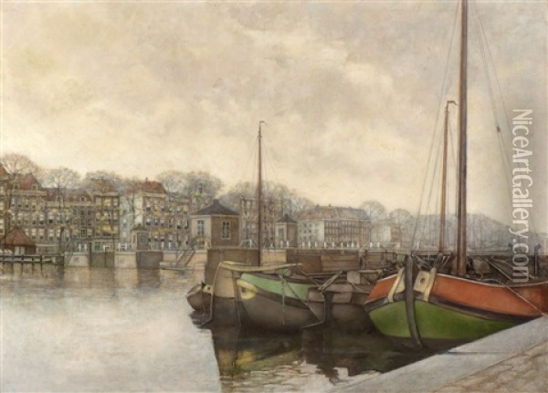 View Of The Magere Brug Bridge Across The Amstel Oil Painting - Frans Everbag