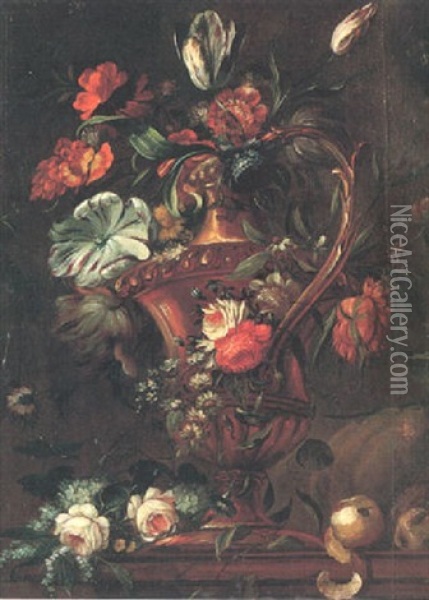 Stilleben Med Blommor Oil Painting - Jean-Baptiste Monnoyer