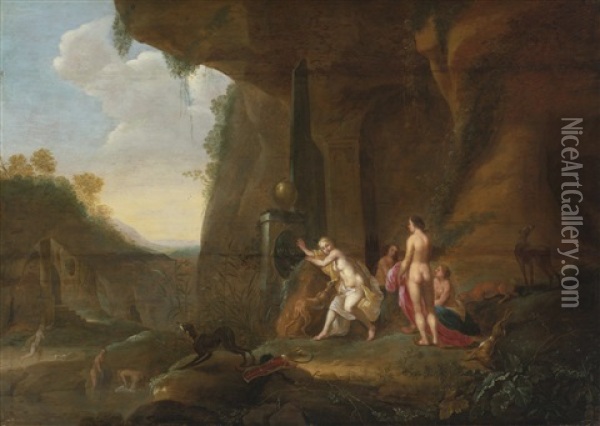 Feast Of Diana Oil Painting - Cornelis Van Poelenburgh