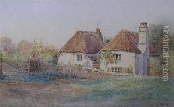 A Thatchedcottage Oil Painting - Frederick John Snell