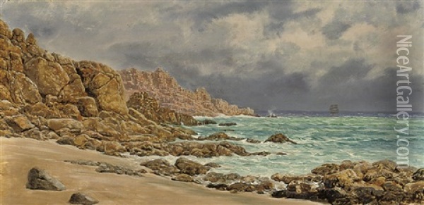 Port Gwarra, Cornwall Oil Painting - John Brett