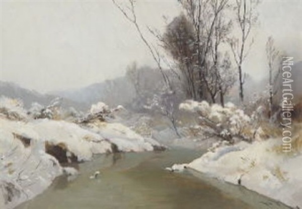 Winterlandschaft Oil Painting - Friedrich Ludwig Hofelich