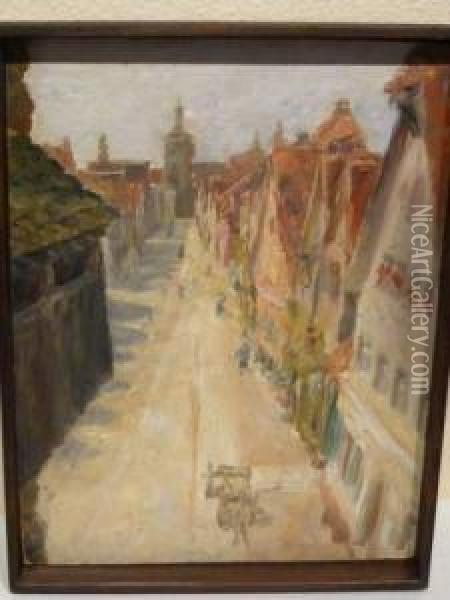 Rue A Bruxelles Oil Painting - Paul Parmentier