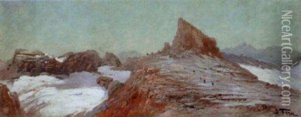 Grinell Glacier, Red Eagle Mountain Oil Painting - John Fery