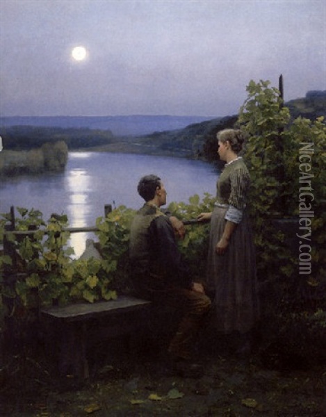 A Summer Evening Oil Painting - Daniel Ridgway Knight