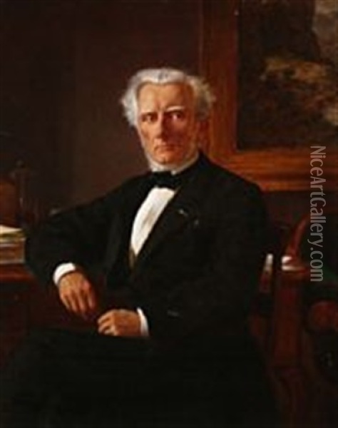 Portrait Of Count Adam Gottlieb Moltke-huitfeld Oil Painting - Frederik Christian Lund