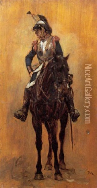 Cuirassier Avant La Charge Oil Painting - Ernest Meissonier