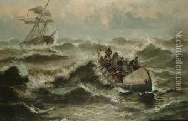 The Rescue Oil Painting - Edwin Fletcher
