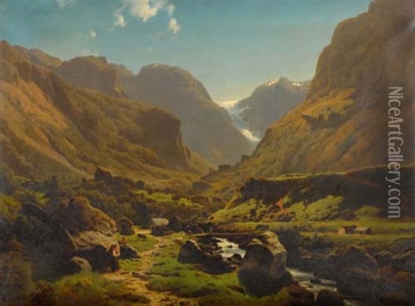 Berglandschaft Oil Painting - Joachim Frich