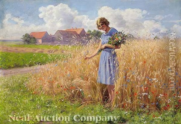 Wild Flower Child Oil Painting - Walter Zuchors