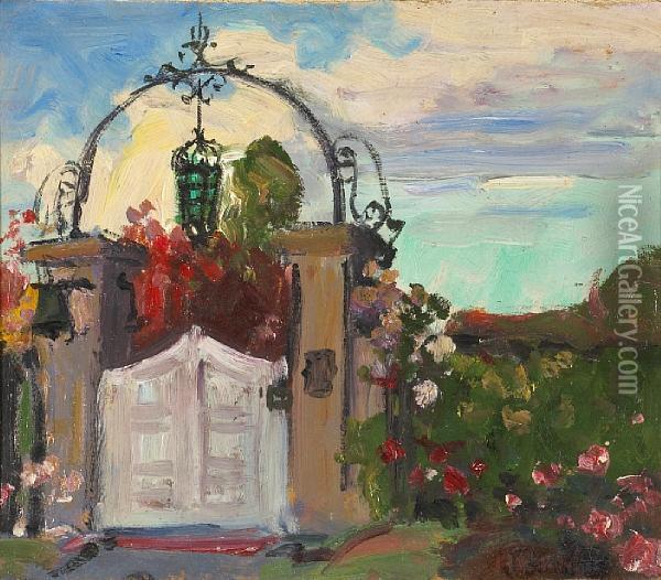 Entrance To A Garden Oil Painting - August Gay
