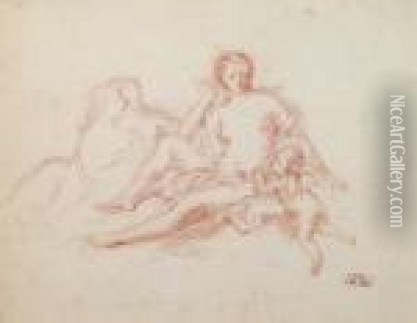 Study Of Figures And A Cherub Oil Painting - Hippolyte Petitjean