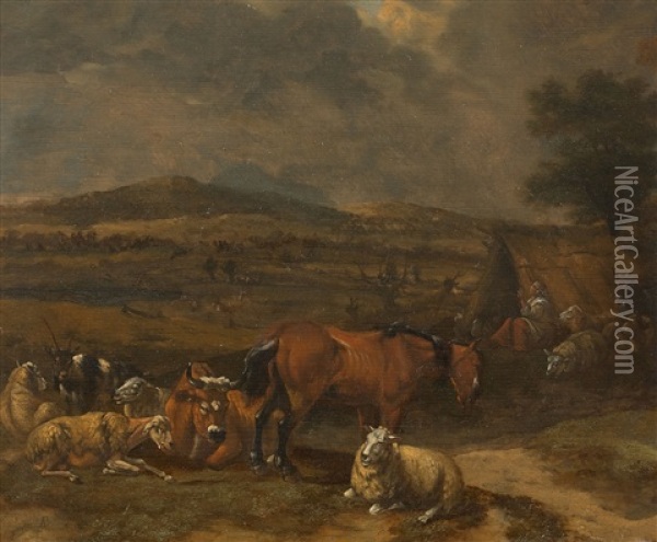 Landschaft Mit Viehherde Oil Painting - Jan Frans van Bloemen