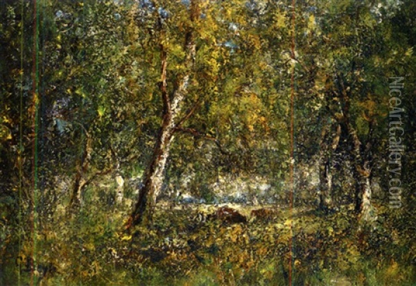 Blick Auf Waldlichtung Mit Weidendem Vieh Oil Painting - George A. Boyle