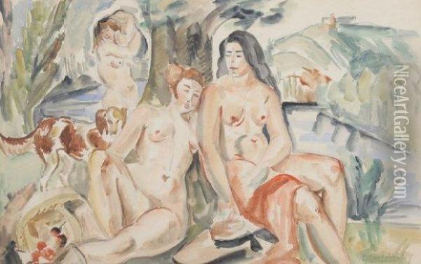 Les Baigneuses Oil Painting - Andre Favory