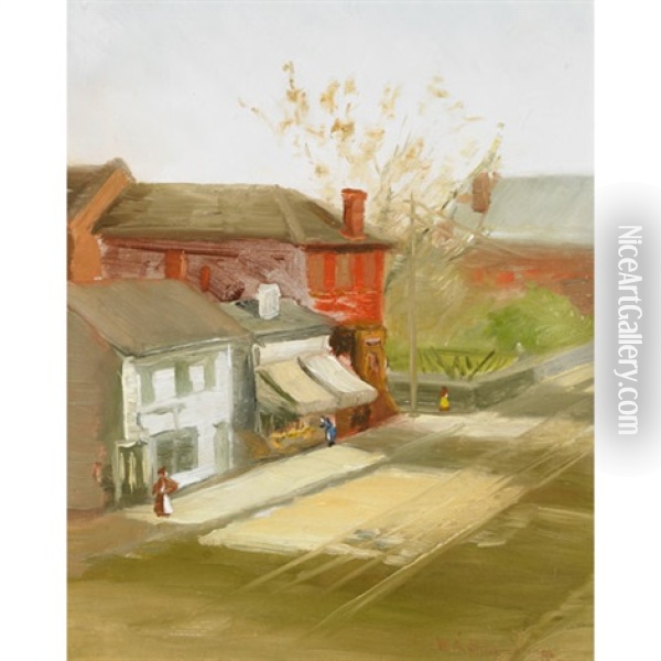 Village Road Oil Painting - William Albert Sherwood