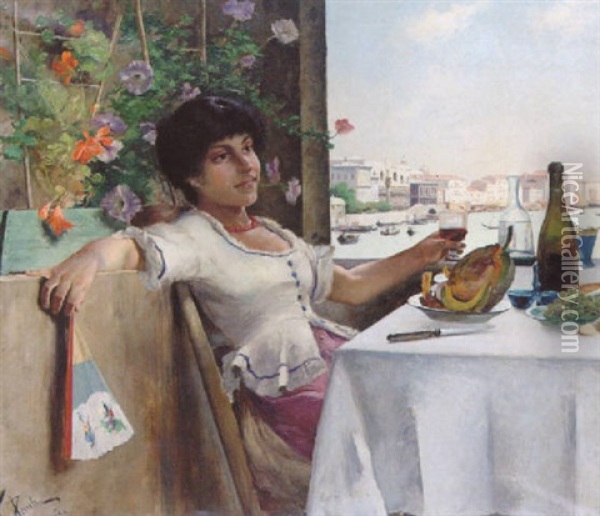 Frukost I Venedig Oil Painting - Georg Pauli