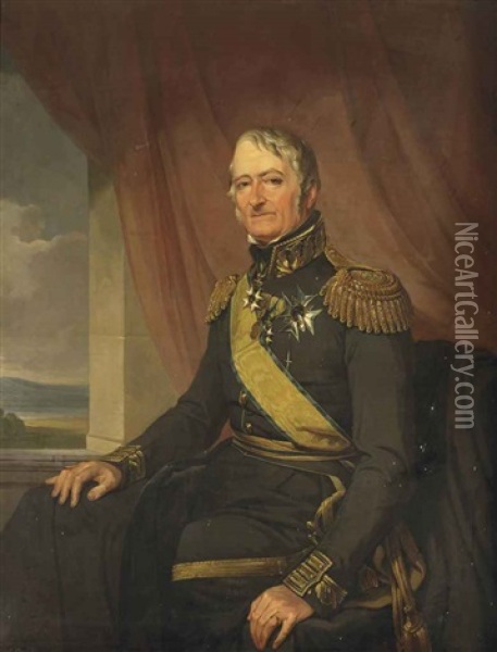 Portrait Of Lieutenant-general Gustaf Olof Lagerbring (1769-1847), Three-quarter-length, With The Grand Cross Of The Order Of The Sword... Oil Painting - Johan Gustav Sandberg