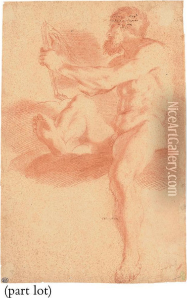 A Seated Male Nude Oil Painting - Andrea Camassei