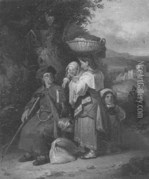 Almosen Sammelnder Monch Oil Painting - Johann Baptist Kirner