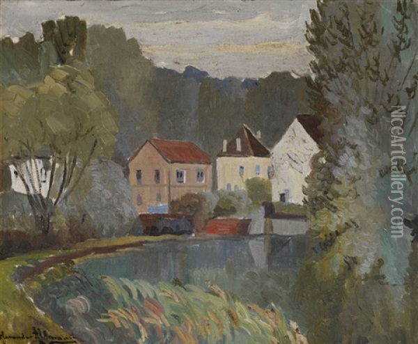 Lakeside Village Oil Painting - Alexandre Altmann