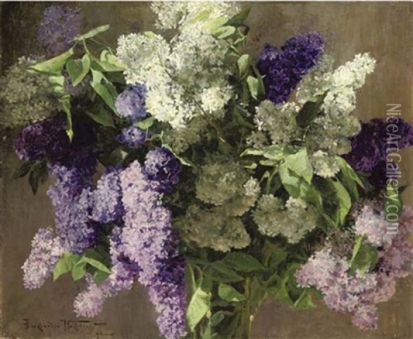 Clusters Of White, Pink And Purple Lilacs Oil Painting - Alexandr Vladimirovich Makovsky