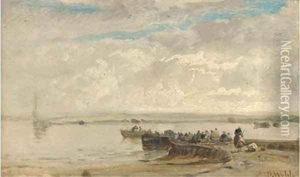 On the Dutch coast Oil Painting - James Webb