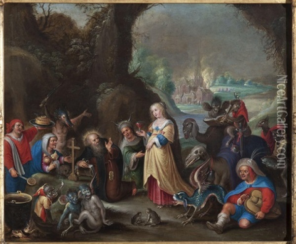 The Temptation Of Saint Anthony Oil Painting - Cornelis de Baellieur the Elder