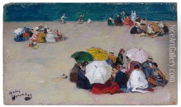 Plage Animee De Personnages Oil Painting - Andre Devambez